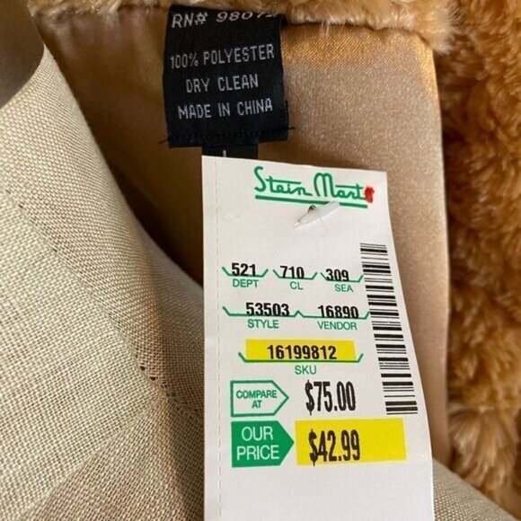 Faux Fur Sleeveless Vest In Camel Brown With Satin Lining & Zipper Closure NWT - Picture 7 of 12